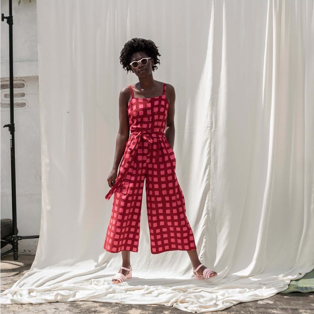 OSEI DURO MAFALDA WIDELEG JUMPSUIT IN QUEEN ME PRINT || SIZE US L